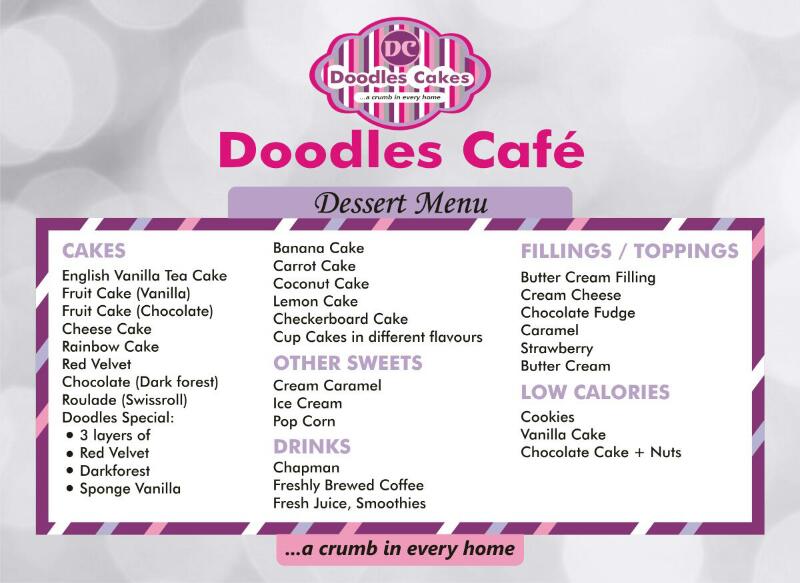 Menu Doodles Cakes